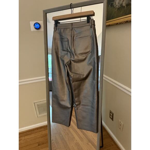 Womens Express Modern Straight 2 Brown Faux High Waisted Leather Pants - Picture 10 of 12